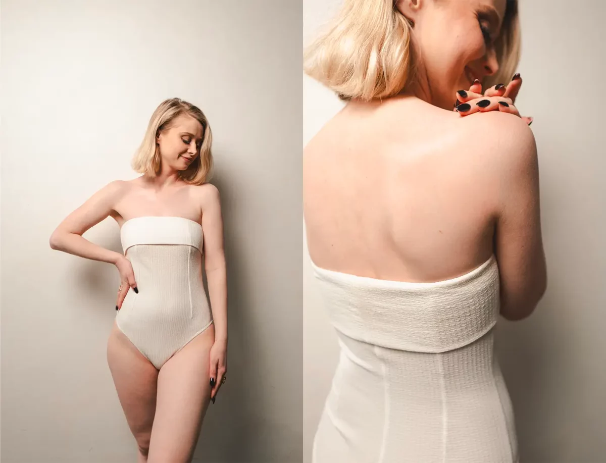 héméra maillot de bain blanc texturé