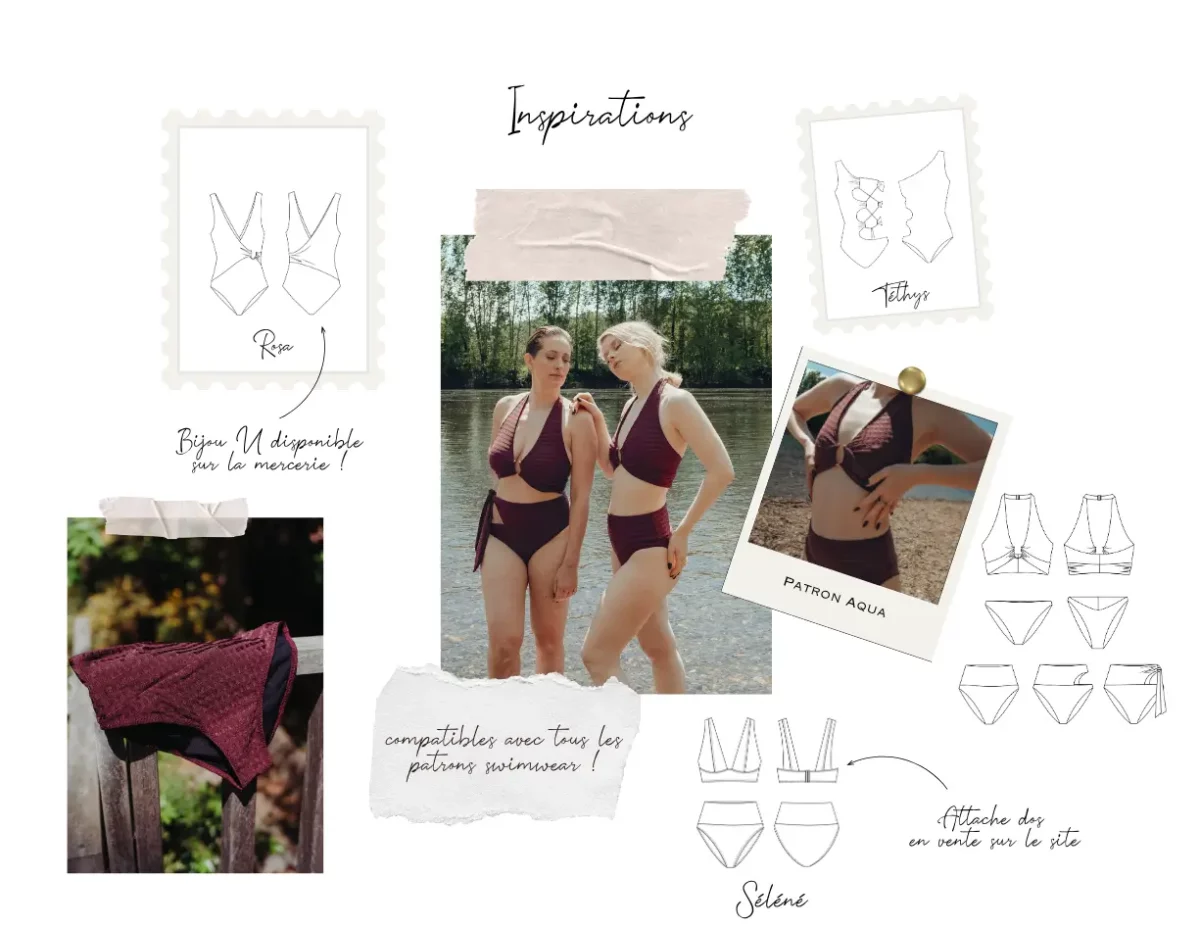maillot de bain prune texturé