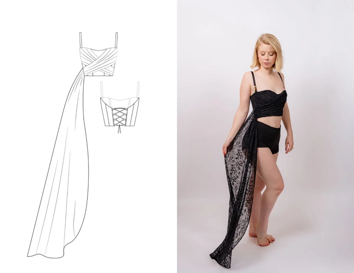 corset sacra dentelle noire