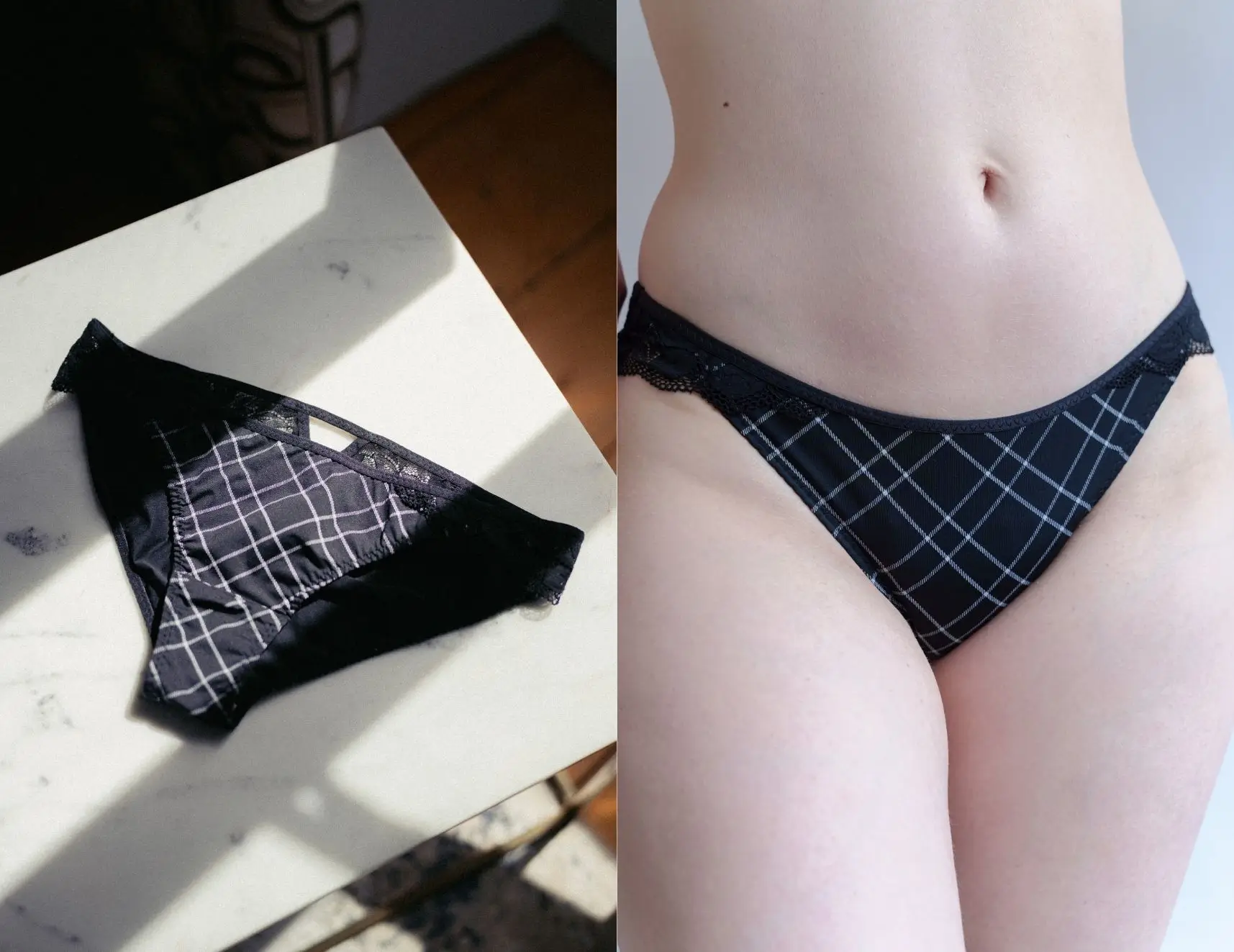 microfibre noire à carreaux