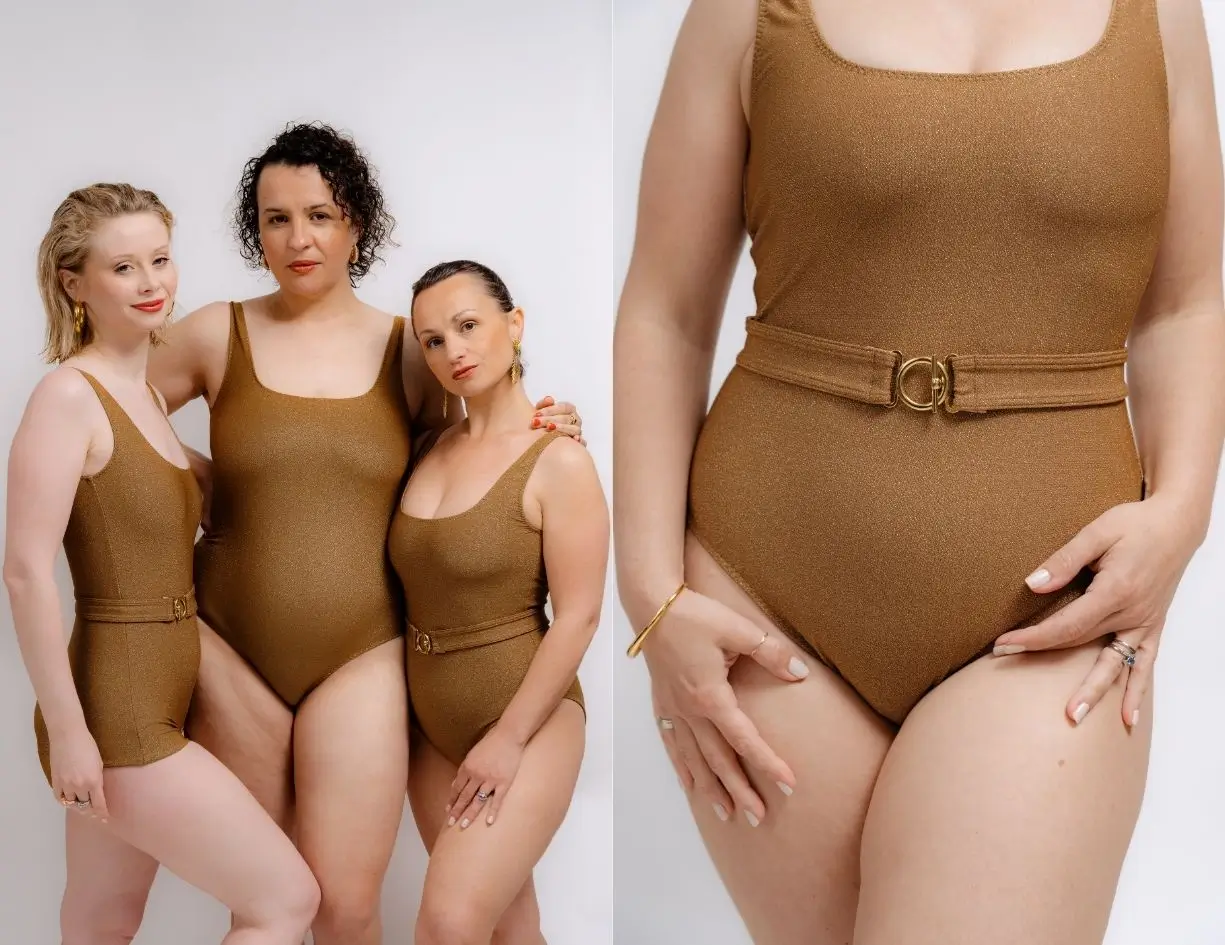 tissu maillot de bain doré pailleté