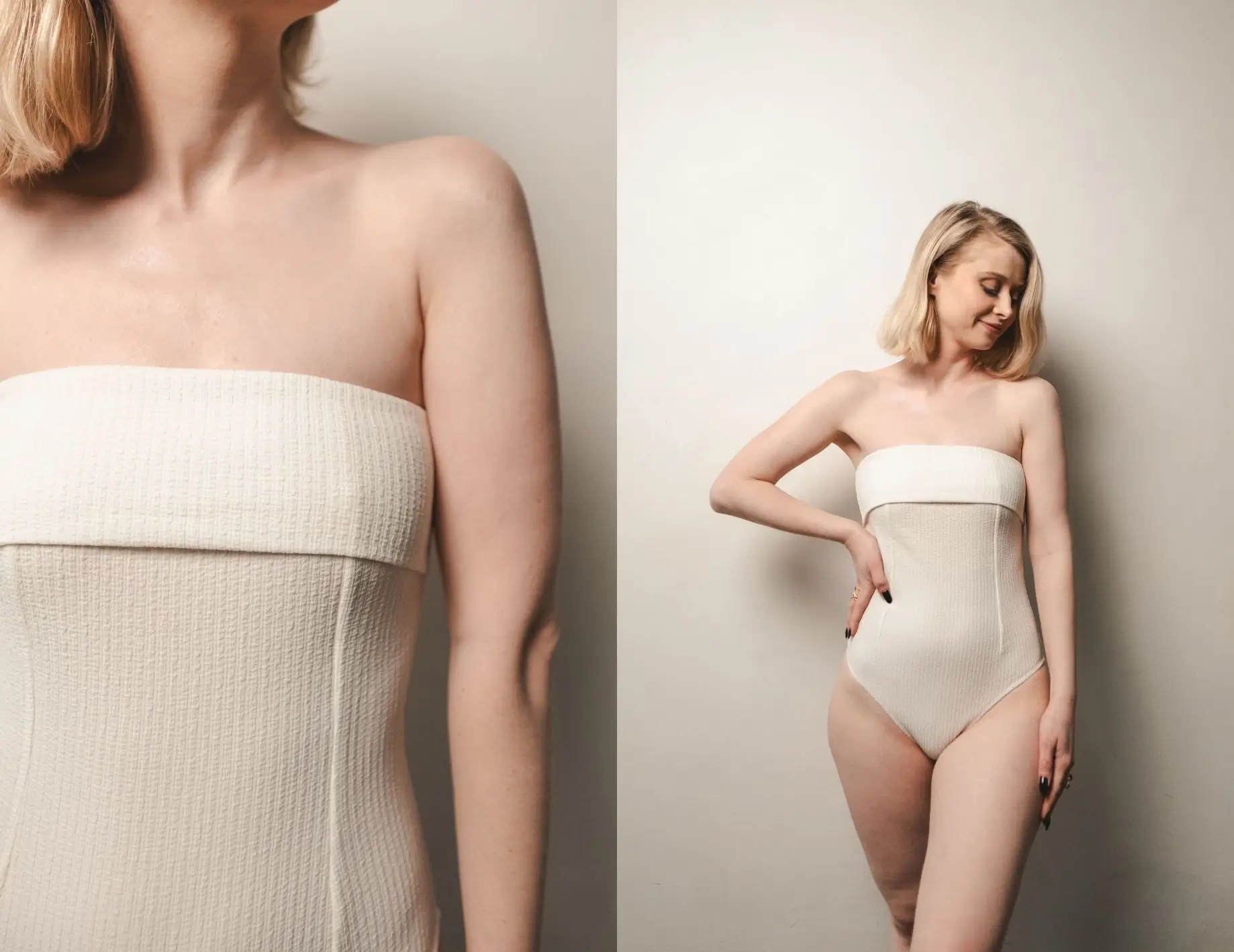 tissu maillot de bain texturé ivoire