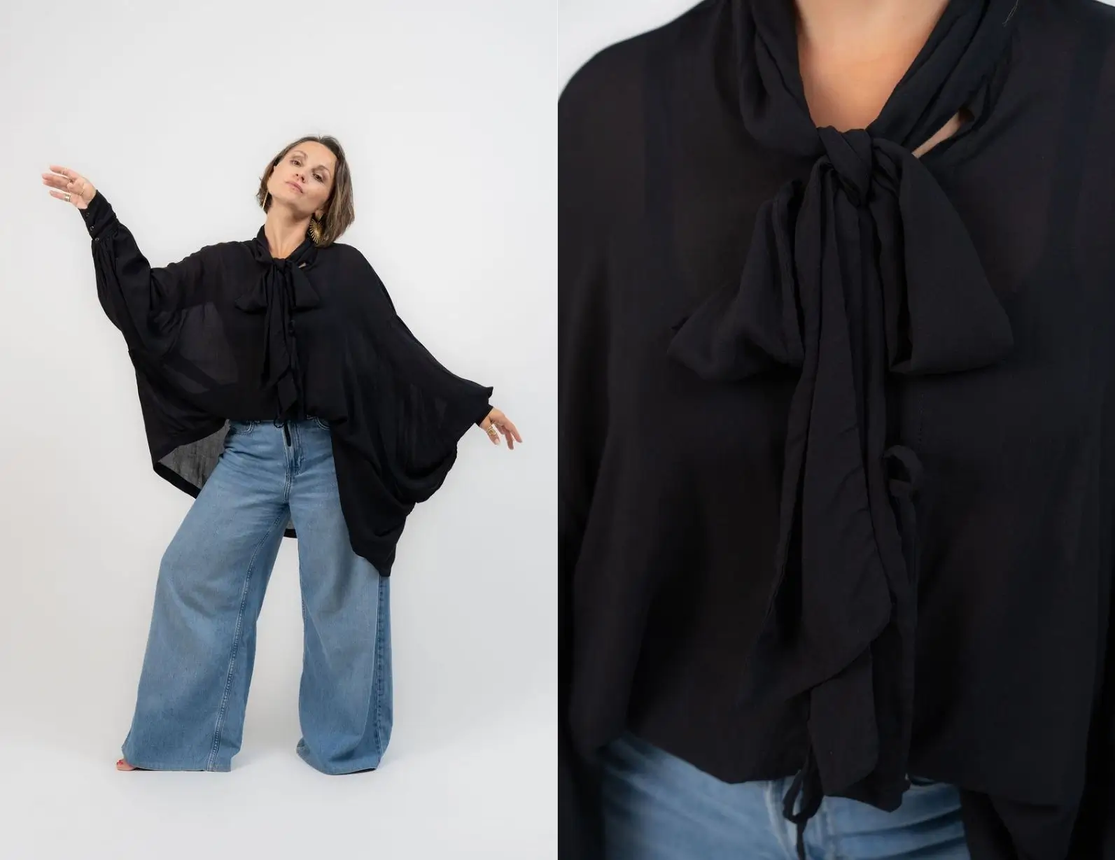 blouse cassiopée working muse bleu clair avec guipure, avec patron + extension