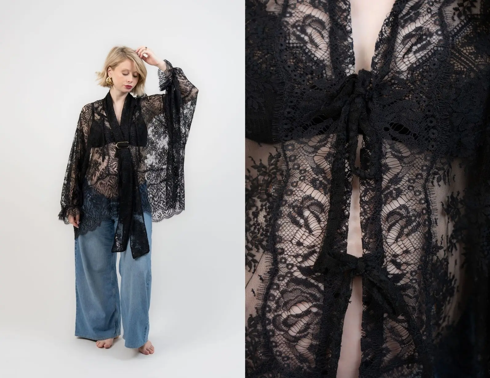 blouse cassiopée working muse bleu clair avec guipure, avec patron + extension